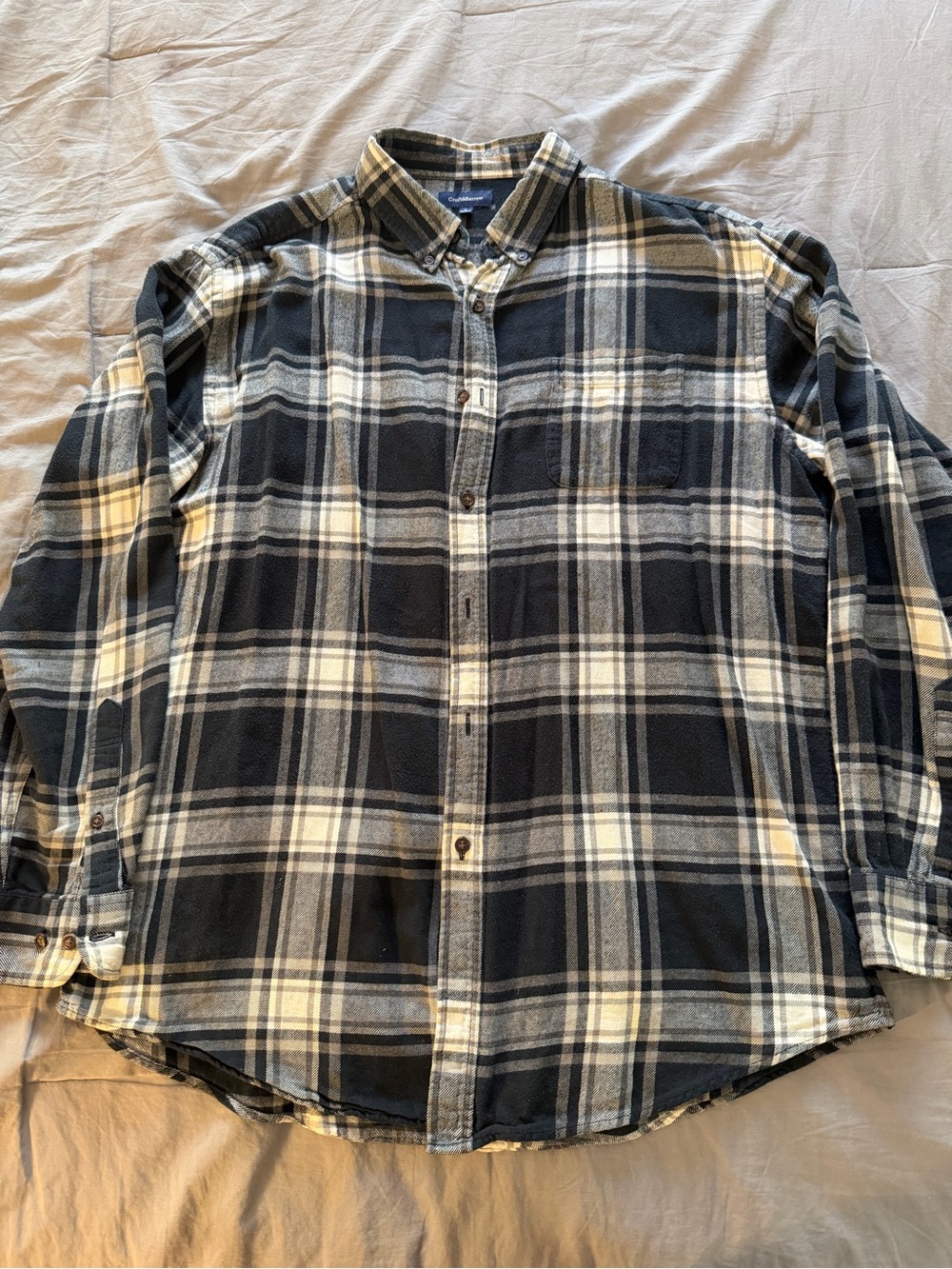 croft & barrow Black, White & Gray Plaid Button-Down Shirt